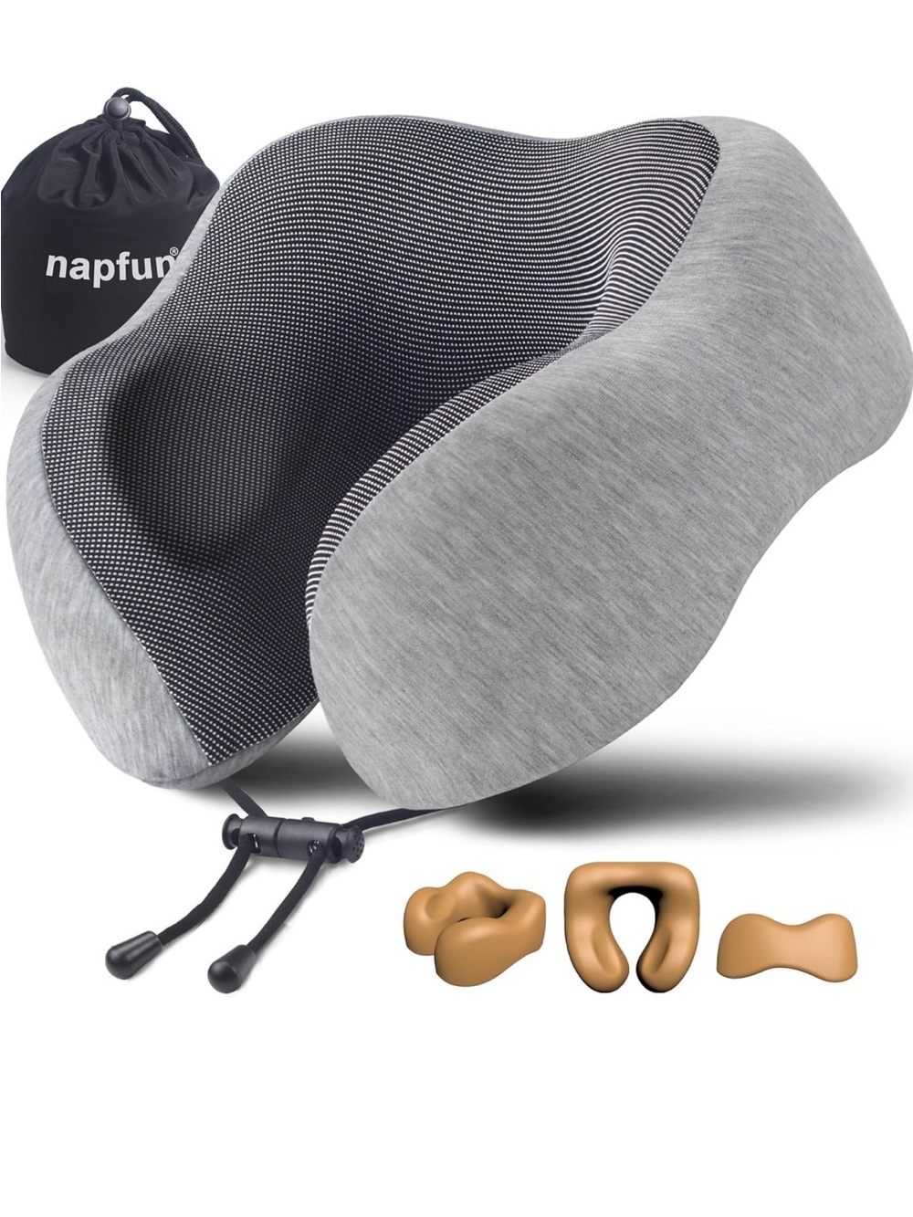 Memory Foam Travel Neck Pillow - Grey
